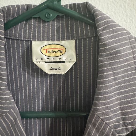 Talbots Petites Pinstriped Gray Blazer Suit Jacket with Stretch Women's Medium - Picture 3 of 7